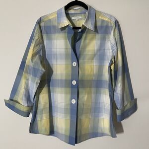 Foxcroft Wrinkle Free Women's Plaid Shirt Size 16